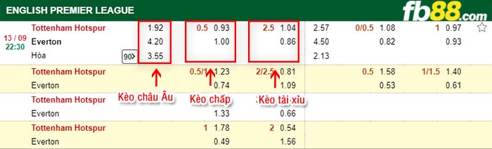 fb88-tỷ lệ kèo chấp Tottenham Hotspur vs Everton