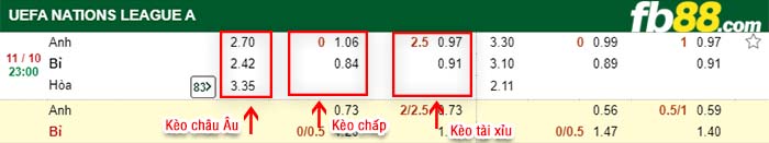 fb88-tỷ lệ kèo chấp Anh vs Bi