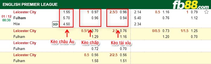 fb88-tỷ lệ kèo chấp Leicester vs Fulham