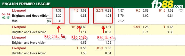 fb88-tỷ lệ kèo chấp Liverpool vs Brighton