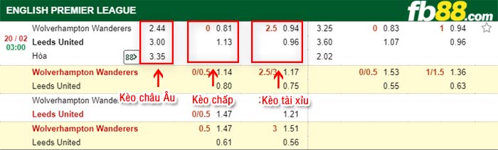 fb88-tỷ lệ kèo chấp Wolves vs Leeds