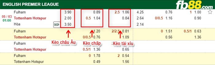 fb88-tỷ lệ kèo chấp Fulham vs Tottenham