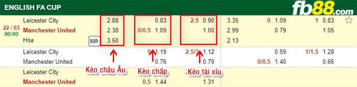 fb88-tỷ lệ kèo chấp Leicester vs Man Utd