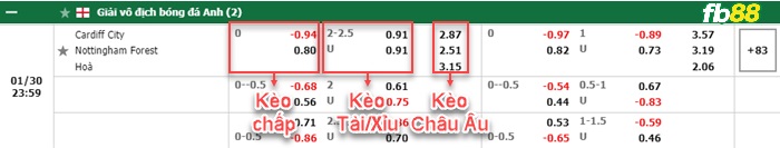 Fb88 bảng kèo trận đấu Cardiff City vs Nottingham Forest