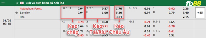 Fb88 bảng kèo trận đấu Nottingham Forest vs Barnsley