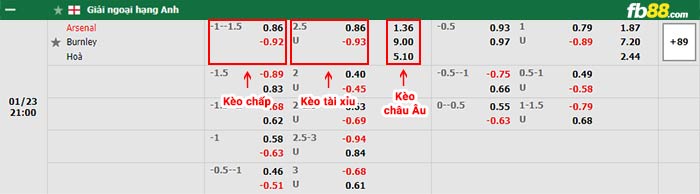 fb88 tỷ lệ kèo chấp Arsenal vs Burnley