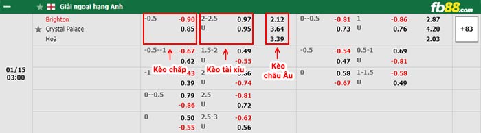 fb88 tỷ lệ kèo chấp Brighton vs Crystal Palace