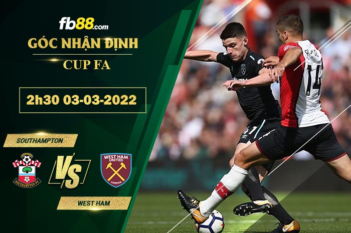 Fb88 soi kèo trận đấu Southampton vs West Ham