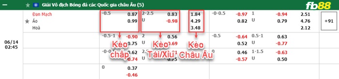 Fb88 bảng kèo trận đấu Đan Mạch vs Áo