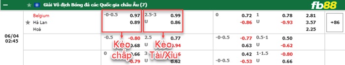 Fb88 bảng kèo trận đấu Bỉ vs Hà Lan