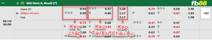 Fb88 bảng kèo trận đấu Ceara vs Atletico Mineiro