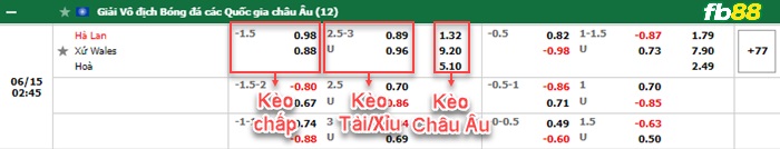 Fb88 bảng kèo trận đấu Hà Lan vs Wales