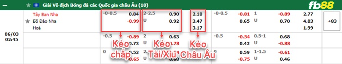 Fb88 bảng kèo trận đấu Tây Ban Nha vs Bồ Đào Nha