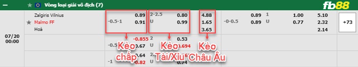 Fb88 bảng kèo trận đấu Zalgiris Vilnius vs Malmo