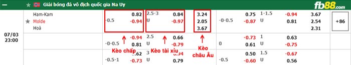 fb88 tỷ lệ kèo chấp HamKam vs Molde