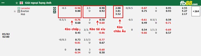 fb88 tỷ lệ kèo chấp Leicester vs Everton