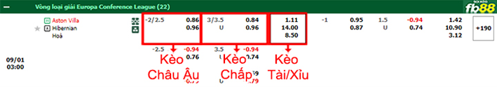 Fb88 bảng kèo trận đấu Aston Villa vs Hibernian
